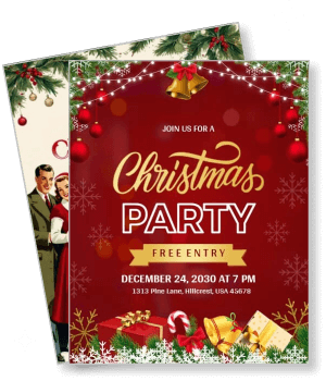 christmas party invitation card with decorative elements template