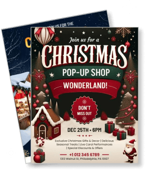 christmas pop up shop wonderland flyer holiday event poster template