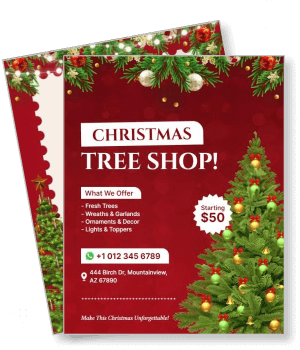 christmas tree shop flyer holiday decorations garlands wreaths ornaments template