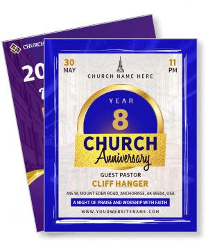 church anniversary event poster with guest pastor details template