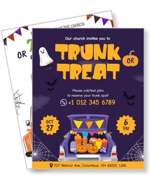 church event trunk or treat halloween party 2023 template
