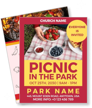 church picnic in the park template event invitation