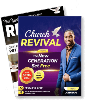 church revival poster with host john doe new generation event template