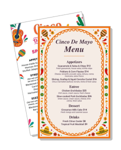 cinco de mayo themed restaurant menu with decorative border template