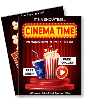 cinema time free popcorn drinks movie night event template