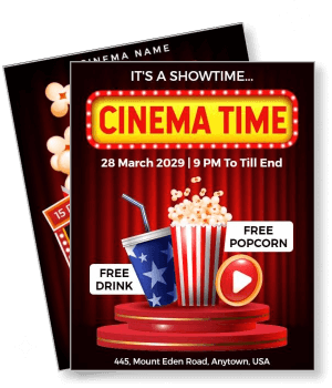 cinema time poster free popcorn drinks movie night event template