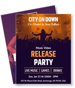city on down music video release party live music games drinks event template