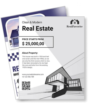 clean modern real estate flyer design with property details template