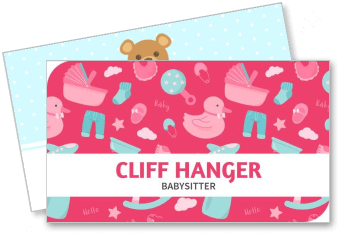 cliff hanger babysitter business card design template