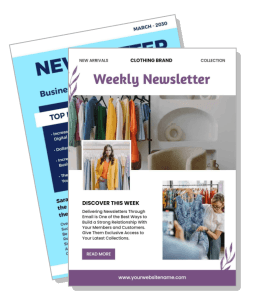 clothing brand weekly newsletter template with new arrivals and discover this week