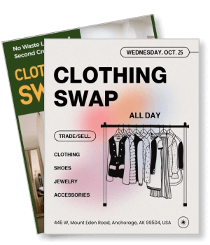 clothing swap event poster with fashion accessories details template