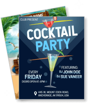 club cocktail party event with djs friday night location details template