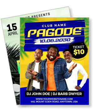 club event pagode with smiling djs date and location template