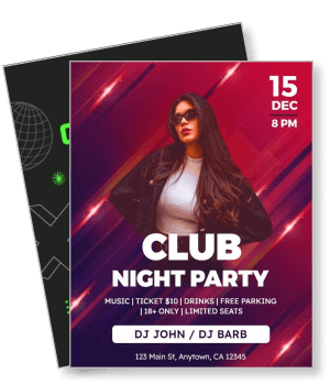 club night party with dj details december 15 music event design template