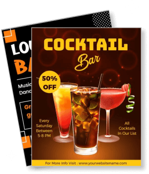cocktail bar drink promo colorful cocktails discount offer template