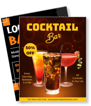 cocktail bar drink promo flyer colorful cocktails discount offer template