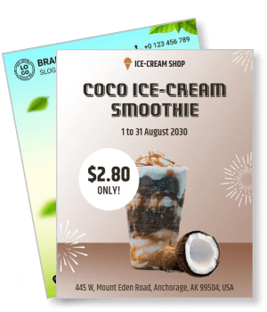 coco ice cream smoothie promotion anchorage ice cream shop special offer template