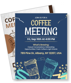 coffee meeting invitation networking event casual conversations september 16th template