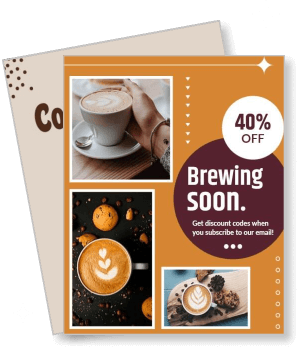 coffee shop discount brewing soon promotion flyer template