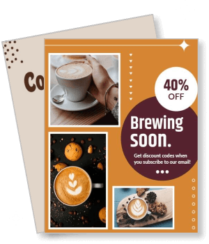 coffee shop discount brewing soon promotion template
