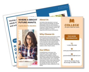 college brochure template education information and contact details