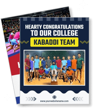 college kabaddi team celebration with trophy template