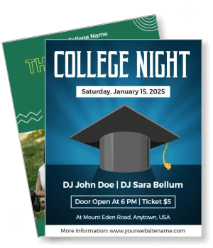 college night event with graduation cap january 2025 template