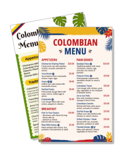colombian restaurant colorful menu template with appetizers main dishes