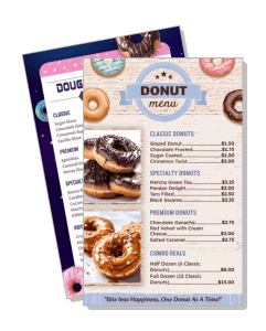colorful donut menu template with prices