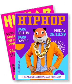 colorful hiphop club tiger mask chain party event template