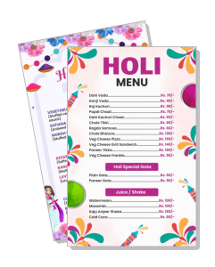 colorful holi menu design with traditional indian food options template