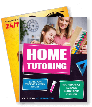 colorful home tutoring advertisement with teachers and students template