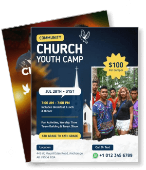 community church youth camp event flyer anchorage schedule details template