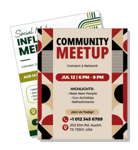 community meetup influencer network event flyer design template