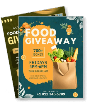 community weekly food giveaway event with vegetable bag contact details template
