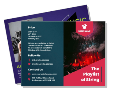 concert event flyer music band promotion contact details template