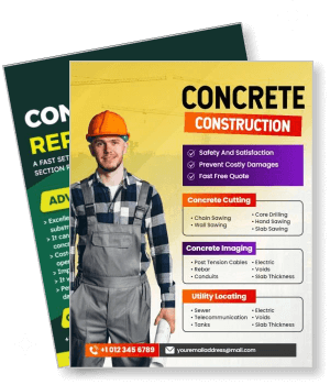 concrete construction services with construction worker and service list template