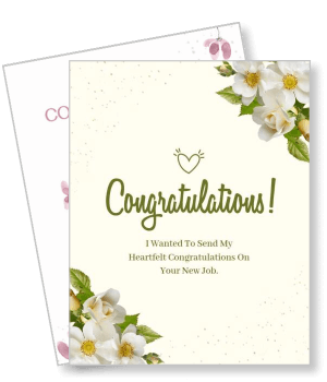 congratulations floral card heartfelt message new job template