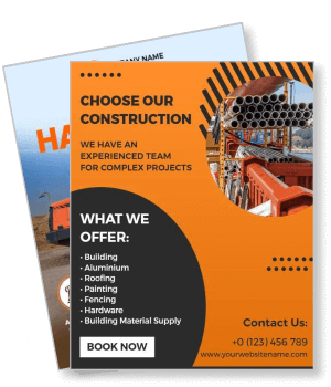 construction company template orange theme with services details and contact info