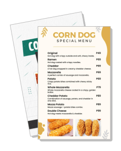 corn dog special menu with variety prices and descriptions template