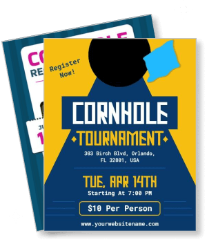 cornhole tournament flyer event promotion orlando april template