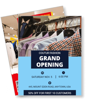 coutur fashion grand opening event with shirt display template