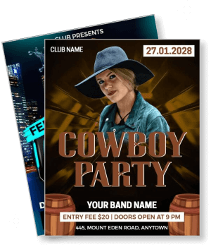 cowboy themed party with band and event details template