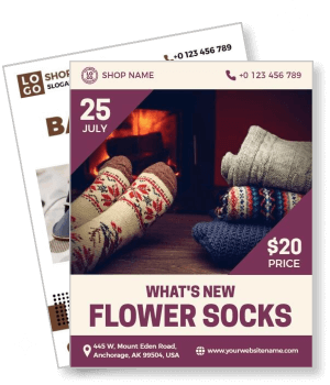 cozy vintage flower socks promotional template