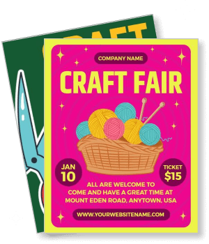 craft fair event with yarn basket and event details template