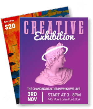 creative exhibition with statue and event details template