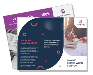 creative financial services flyer template with handwriting calculator