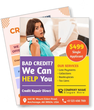 credit repair service advertisement brochure design template