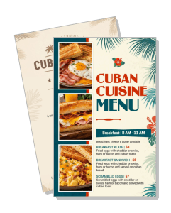 cuban cuisine breakfast menu design with food images template