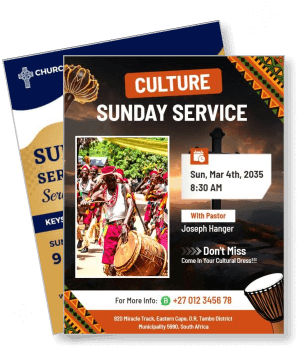 cultural sunday service event with african traditional performance details template